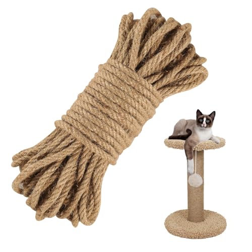 Juteseil 10mm Jutekordel 25M Dicke Jute Schnur Handlaufseil Schiffstau Schnur Jute Hanfseil Gartenseil Tau Seil für DIY Haus Dekoration Handwerk Gartenarbeit Kratzbaum von HFDONGL