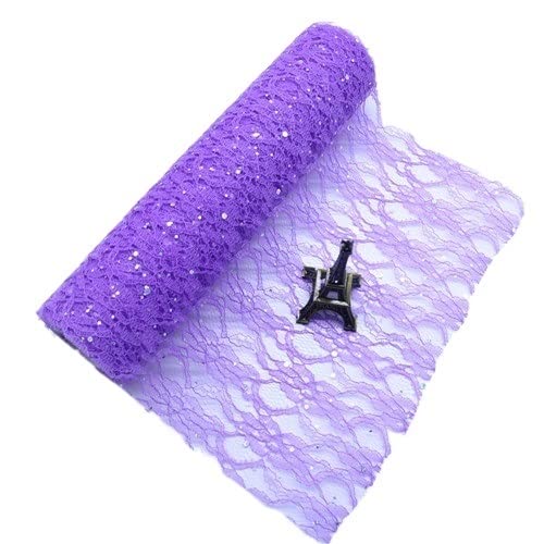 Organza Stoff Rolle, 10 yards 30 cm spitze glitter pailletten tulle roll neting stoff tulle spool tisch läufer party wedding festival hauptdekoration(Purple) von HFGDRH