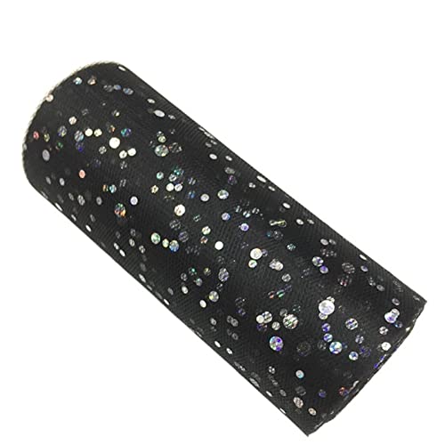 Organza Stoff Rolle, 2 Rollen 10 yards 1 5 cm Glitter Pailletten Tüll Rolle Hochzeitsdekoration Gold Silber Weihnachtsdekoration(Black) von HFGDRH