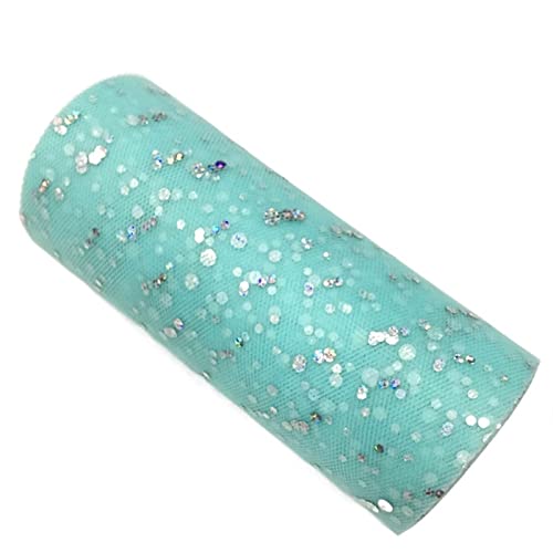 Organza Stoff Rolle, 2 Rollen 10 yards 1 5 cm Glitter Pailletten Tüll Rolle Hochzeitsdekoration Gold Silber Weihnachtsdekoration(Blue) von HFGDRH