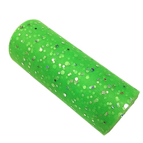 Organza Stoff Rolle, 2 Rollen 10 yards 1 5 cm Glitter Pailletten Tüll Rolle Hochzeitsdekoration Gold Silber Weihnachtsdekoration(Bright green) von HFGDRH