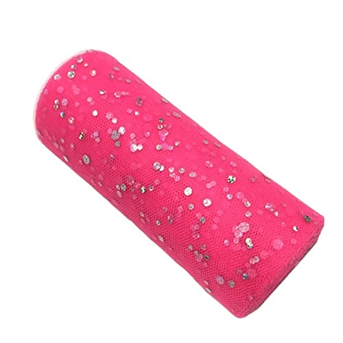 Organza Stoff Rolle, 2 Rollen 10 yards 1 5 cm Glitter Pailletten Tüll Rolle Hochzeitsdekoration Gold Silber Weihnachtsdekoration(Dark pink) von HFGDRH