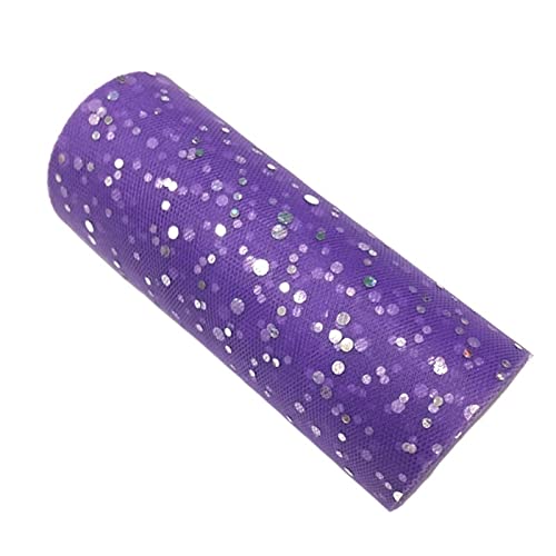 Organza Stoff Rolle, 2 Rollen 10 yards 1 5 cm Glitter Pailletten Tüll Rolle Hochzeitsdekoration Gold Silber Weihnachtsdekoration(Dark purple) von HFGDRH