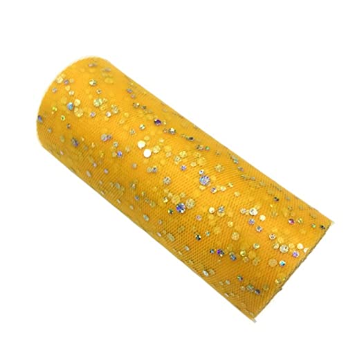 Organza Stoff Rolle, 2 Rollen 10 yards 1 5 cm Glitter Pailletten Tüll Rolle Hochzeitsdekoration Gold Silber Weihnachtsdekoration(Golden) von HFGDRH