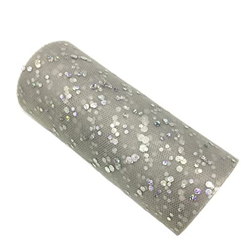 Organza Stoff Rolle, 2 Rollen 10 yards 1 5 cm Glitter Pailletten Tüll Rolle Hochzeitsdekoration Gold Silber Weihnachtsdekoration(Gray) von HFGDRH