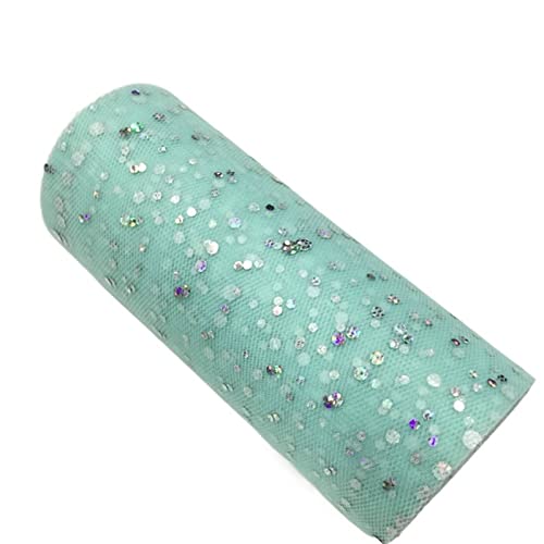 Organza Stoff Rolle, 2 Rollen 10 yards 1 5 cm Glitter Pailletten Tüll Rolle Hochzeitsdekoration Gold Silber Weihnachtsdekoration(Green) von HFGDRH