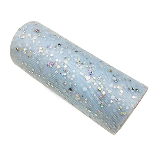 Organza Stoff Rolle, 2 Rollen 10 yards 1 5 cm Glitter Pailletten Tüll Rolle Hochzeitsdekoration Gold Silber Weihnachtsdekoration(Light lan) von HFGDRH