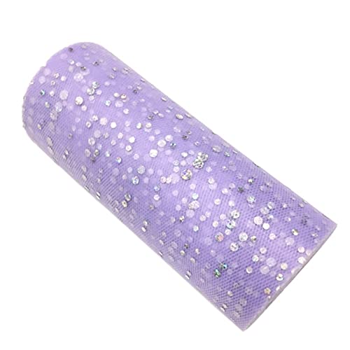 Organza Stoff Rolle, 2 Rollen 10 yards 1 5 cm Glitter Pailletten Tüll Rolle Hochzeitsdekoration Gold Silber Weihnachtsdekoration(Light purple) von HFGDRH