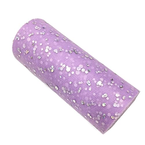 Organza Stoff Rolle, 2 Rollen 10 yards 1 5 cm Glitter Pailletten Tüll Rolle Hochzeitsdekoration Gold Silber Weihnachtsdekoration(Light purple red) von HFGDRH