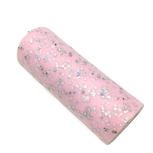 Organza Stoff Rolle, 2 Rollen 10 yards 1 5 cm Glitter Pailletten Tüll Rolle Hochzeitsdekoration Gold Silber Weihnachtsdekoration(Pink) von HFGDRH