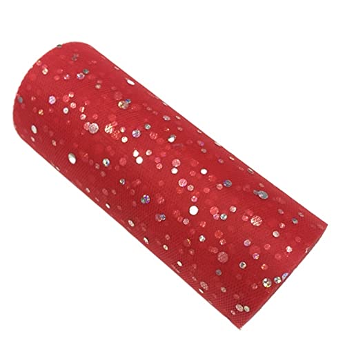 Organza Stoff Rolle, 2 Rollen 10 yards 1 5 cm Glitter Pailletten Tüll Rolle Hochzeitsdekoration Gold Silber Weihnachtsdekoration(Red) von HFGDRH