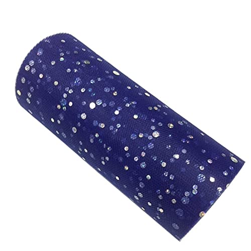 Organza Stoff Rolle, 2 Rollen 10 yards 1 5 cm Glitter Pailletten Tüll Rolle Hochzeitsdekoration Gold Silber Weihnachtsdekoration(Royal blue) von HFGDRH