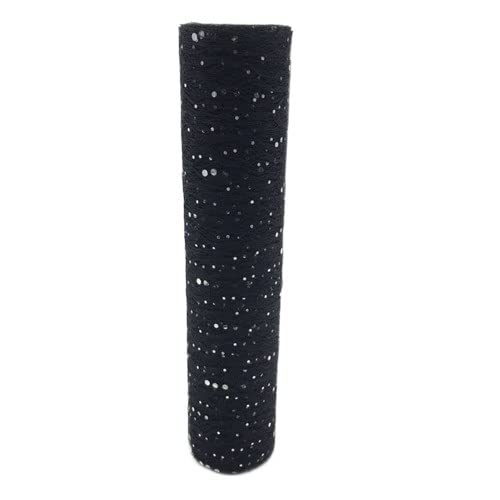 Organza Stoff Rolle, 30 cm 10 yards spitze glitter pailletten tüll rollen mesh DIY. Tüll Stoff Hintergrund Hochzeit Geburtstag Party Tischdekoration Tischläufer(Black) von HFGDRH