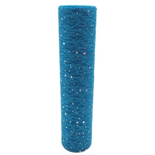 Organza Stoff Rolle, 30 cm 10 yards spitze glitter pailletten tüll rollen mesh DIY. Tüll Stoff Hintergrund Hochzeit Geburtstag Party Tischdekoration Tischläufer(Lake blue) von HFGDRH