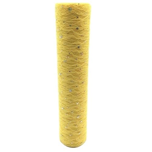 Organza Stoff Rolle, 30 cm 10 yards spitze glitter pailletten tüll rollen mesh DIY. Tüll Stoff Hintergrund Hochzeit Geburtstag Party Tischdekoration Tischläufer(Yellow) von HFGDRH