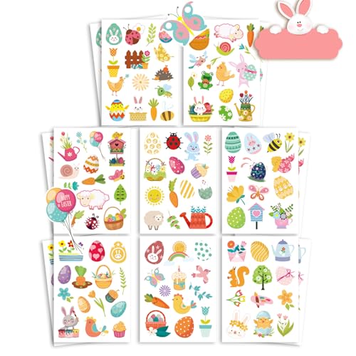 16 Stück Eierfarben Ostern Sticker, Rub On Sticker Ostern, Ostereierfarbe, Ostersticker Kinder Aufkleber Osterdeko, Ostersticker Aufkleber Kinder, Hasen Eier Küken Blumen Frosch Biene zum und Frühling von HFMYGS