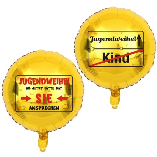 2 Stück Jugendweihe Deko Folienballon, Jugendweihe Geschenke MäDchen, Jugendweihe Party Deko Set, Partyfeiern Deko Luftballons, Girlande für Junge MäDchen Endlich Erwachsen, Herzlichen GlüCkwunsch Par von HFMYGS