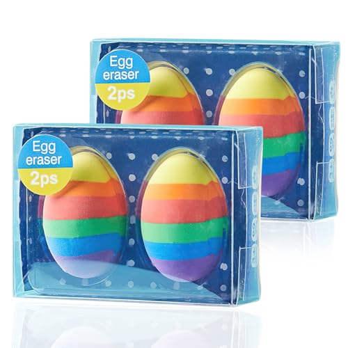 4 Stück Ostereier-Radiergummis,Radiergummi Deko Bunt für Ostern Kinder,Mitgebselradiergummi Kinder, Radierer Deko Bunt,Neuheit Kreatives Radiergummi,Ostern Dekoration,Ostern Geschenk Kinder von HFMYGS