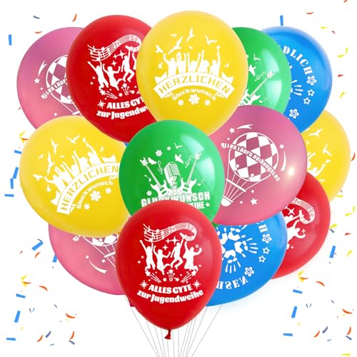 25 Stück Bunt Jugendweihe Deko Luftballons, Alles Gute zur Jugendweihe Luftballons, Girlande für Junge MäDchen Endlich Erwachsen Deko, Herzlichen GlüCkwunsch Party von HFMYGS