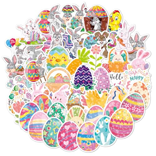 Aufkleber Ostern, Ostereier Sticker, Kinder Osteraufkleber, Ostersticker, Ostern Aufkleber Deko, Osterdeko Aufkleber, Oster Sticker Set, Hasen Aufkleber für Kinder, Ostereier Deko,Gepäckaufkleber von HFMYGS