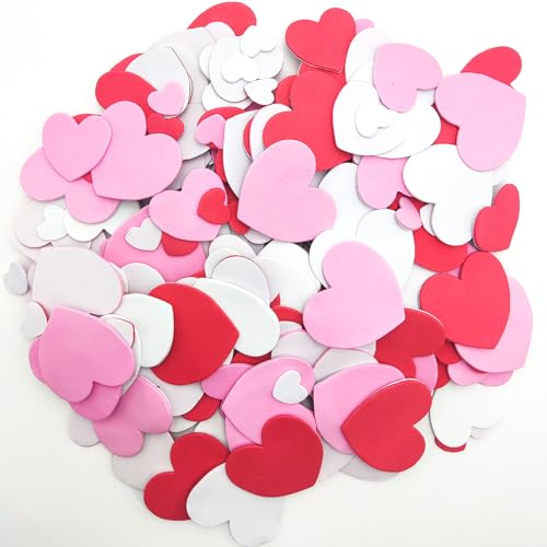 240 Stück Herzen Schaumstoff Sticker, Moosgummi Herzen Selbstklebend Herzen Schaumstoff, Herz Moosgummi Rot Rosa Weiß, Sticker für DIY Dekoration für Valentinstag von HFMYGS