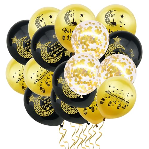 Ramadan Deko Luftballons, Luftballons Schwarz Gold, Eid Mubarak Luftballons, Ramadan Kareem Luftballons Ramadan Deko Ballons Eid Mubarak Islamische Feiern Muslim Party Dekoration von HFMYGS