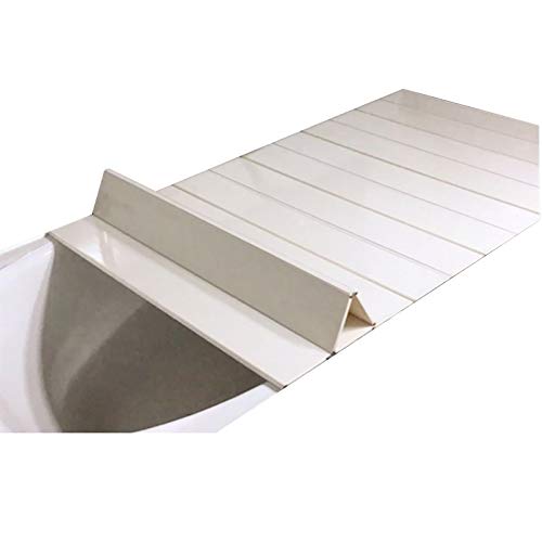 Badewannentablett, Badewannenabdeckung, staubabweisend, faltbar, Staubtafel, Badewannen-Isolierabdeckung, Badewannendeckel, Rollladen-Badedeckel, weißes PVC (Größe: 175 × 80 × 0,6 cm) (Weiß 142 × 80 × von HFRUUWSEHJJKK