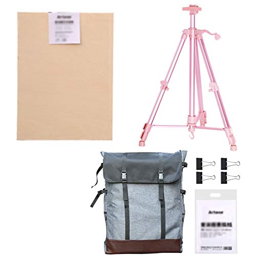 HUYP Staffelei für Künstler, verstellbar, Teleskop-Staffelei, Ständer, rosa Display bei Hochzeiten, Studenten, Künstler, Bastelbox (Größe: Staffelei + 4K-Zeichenbrett) (rosa Staffelei-Set) von HFRUUWSEHJJKK