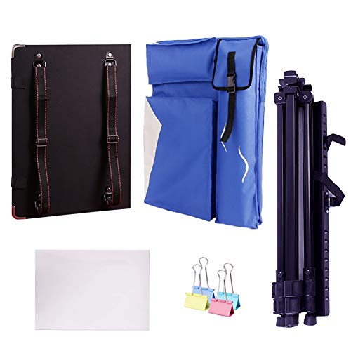 Multifunktionale blaue Canvas-Tasche, faltbare Staffelei, tragbares Staffelei-Set, Outdoor-Schulter-Rucksack, Rucksack (Größe: Canvas-Tasche + Zeichenbrett) () von HFRUUWSEHJJKK