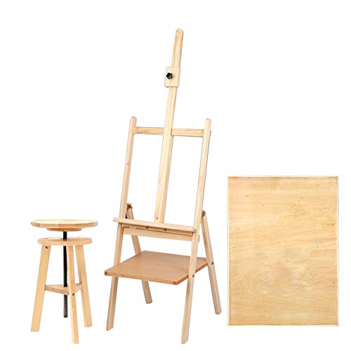 Multifunktionales Holz-Staffelei-Set, Kunstbedarf, Aufbewahrungsregal, tragbar, zusammenklappbar, Skizzen-Schubladenhocker (Größe: Staffelei + 4K-Zeichenbrett) () von HFRUUWSEHJJKK