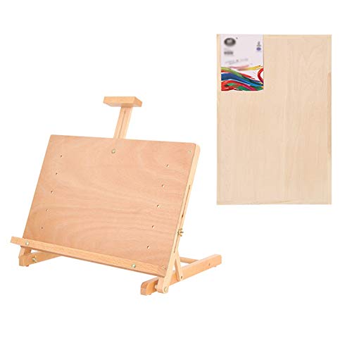 Multifunktionales Schreibtisch-Zeichenbrett, Staffelei, zusammenklappbarer Maltisch, verstellbare Holz-Aquarellhalterung, Zeichenbrett (Farbe: Staffelei + 8K-Zeichenbrett) (Staffelei + von HFRUUWSEHJJKK