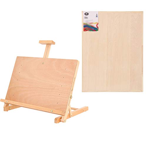 Multifunktionales Schreibtisch-Zeichenbrett, Staffelei, zusammenklappbarer Maltisch, verstellbare Holz-Aquarellhalterung, Zeichenbrett (Farbe: Staffelei + 8K-Zeichenbrett) (Staffelei + von HFRUUWSEHJJKK