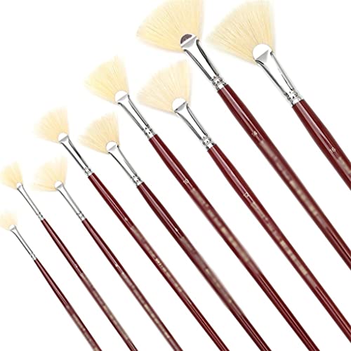 Pinsel-Set mit 9 Fächern, weiße Borsten, langer Griff, professionelle Künstler, Öl-, Acrylmalerei-Pinsel-Set von HFRUUWSEHJJKK