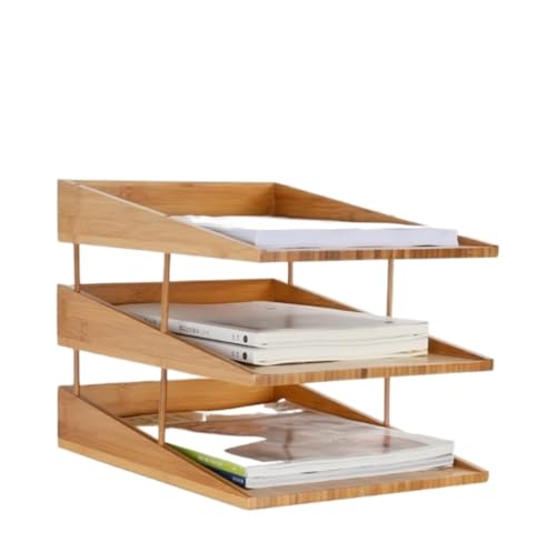 Schreibtisch-Organizer, Büro-Organizer, Schreibtisch-Organizer, Bambus, 3-stöckig, Briefablage, Papier-Organizer, Schreibtisch-Organizer für Zuhause, Büro, Schreibtisch-Organizer (A 34 x 25 cm) von HFRUUWSEHJJKK