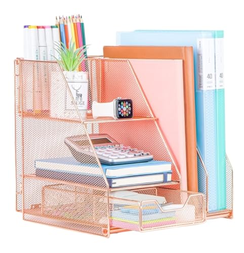 Schreibtisch-Organizer, Büro-Organizer, Schreibtisch-Organizer, Netz-Organizer, Akten-Organizer für den Schreibtisch mit 2-stöckigem Papier-Briefablage, Büro-Schreibtisch-Organizer (Farbe: Schwarz, von HFRUUWSEHJJKK