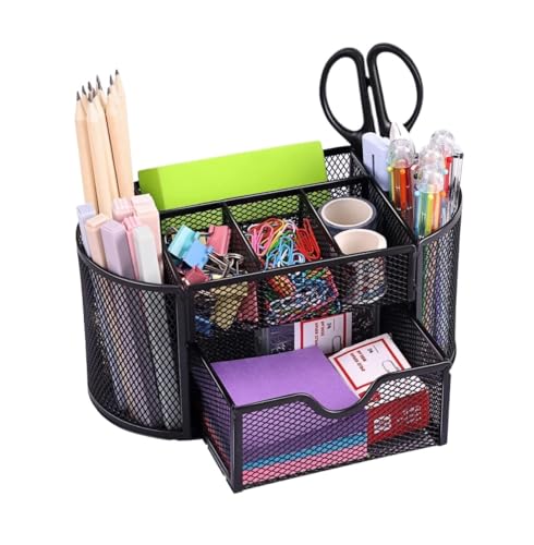 Schreibtisch-Organizer, Büro-Organizer, Schreibtisch-Organizer und Zubehör, Stifthalter für Schreibtisch, Netzstoff, Büro-Schreibtisch-Zubehör mit Fächern, Büro-Schreibtisch-Organizer (Schwarz, 22 x von HFRUUWSEHJJKK