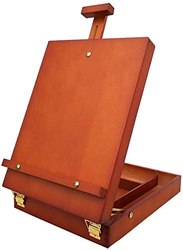 Tabletop Sketchbox Staffelei Holz Malerei Ständer, Tragbare Schublade Aufbewahrung Desktop Staffelei Poster Leinwand Display Ständer Kinder Staffelei Zeichnen Prainting (Schwarz) (Rot) von HFRUUWSEHJJKK