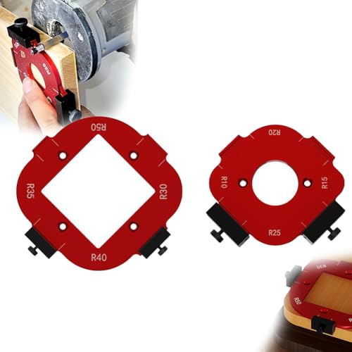 4-in-1 Bogenwinkel-Positionierungsschablone, Oberfräsen-Eckradius-Schablone, Eckradius-Routing-Vorlagen, Fräservorrichtungen und -schablonen, Eckmesswerkzeug für Holzbearbeitung, Routing (Rot, S) von HFSAZJ