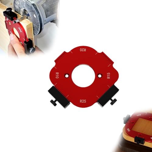 4-in-1 Bogenwinkel-Positionierungsschablone, Oberfräsen-Eckradius-Schablone, Eckradius-Routing-Vorlagen, Fräservorrichtungen und -schablonen, Eckmesswerkzeug für Holzbearbeitung, Routing (Rot, S) von HFSAZJ