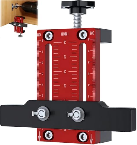 HFSAZJ Schranktür-Installationspositionierer, vielseitige Hardware-Vorrichtung, hoher Schutz, Holzbearbeitungswerkzeug für mühelose Ausrichtung, Rot, Legierung, Schrankgriff-Installationsschablone von HFSAZJ