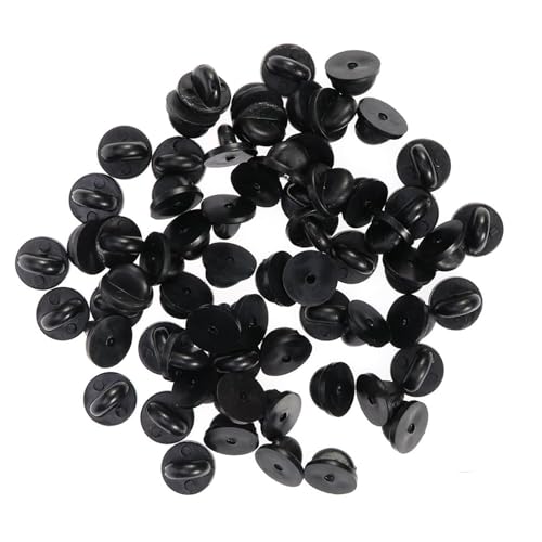 120 Stück Gummi Pin Rücken, Ersatz Anstecknadel,Rücken Schmetterling Kupplung, für Basteln DIY Schmuckherstellung, Uniform Abzeichen (Schwarz) von HFYMXNB