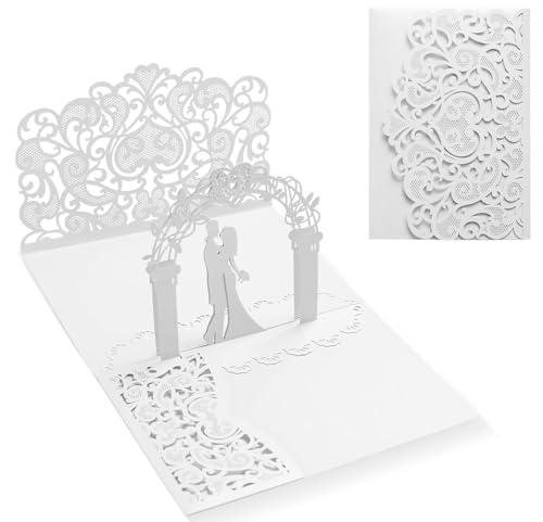 Hochzeitskarte 3D für Hochzeitseinladungen,Hochzeitskarte Pop Up, Glückwunschkarte zur Hochzeit & Trauung, Geldgeschenk für Hochzeitsreise & Flitterwochen von Brautpaar von HFYMXNB