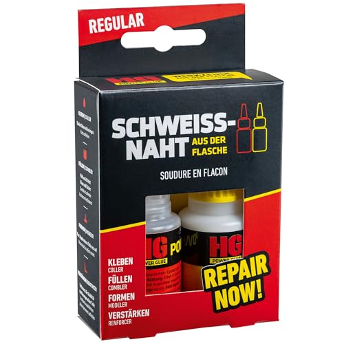 HG POWER GLUE Die Schweißnaht aus der Flasche 2k Sekundenkleber extra stark Starker Profi Reparatur Kleber Industriekleber für Kunststoff Gummi Stein Keramik (1x20g + 1x40g) von HG POWER GLUE