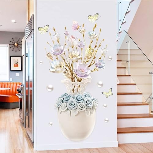 HGDESIGN® Wandtattoo Wandaufkleber Blumen Vase XXL Wohnzimmer Schlafzimmer Wandsticker Wanddeko Selbstklebend (Vase 3) von HGDESIGN