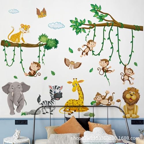 HGDESIGN® Wandtattoo Wandaufkleber Wald Tiere Dschungel Affe Faultier Koala Tiger Löwe Zoo Wandsticker Kinderzimmer Babyzimmer Kind Baby Junge Mädchen Wanddeko (C) von HGDESIGN