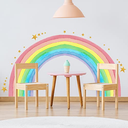 HGDESIGN® Wandtattoo Wandaufkleber Wandsticker Große Regenbogen Einhorn Schmetterling Wolke Kinderzimmer Babyzimmer Kind Baby Mädchen Wandsticker Wandbild Wanddeko Selbstklebend (Variante A) von HGDESIGN