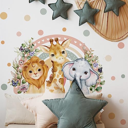 HGDESIGN® Wandtattoo Wandaufkleber Wandsticker Große Regenbogen Einhorn Schmetterling Wolke Kinderzimmer Babyzimmer Kind Baby Mädchen Wandsticker Wandbild Wanddeko Selbstklebend (Variante E) von HGDESIGN