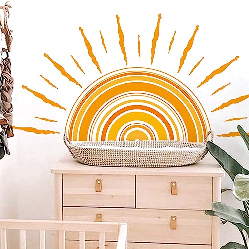 HGDESIGN® Wandtattoo Wandaufkleber Wandsticker Sonne Schmetterling Kinderzimmer Babyzimmer Kind Baby Mädchen Wandsticker Wandbild Wanddeko Selbstklebend (A) von HGDESIGN