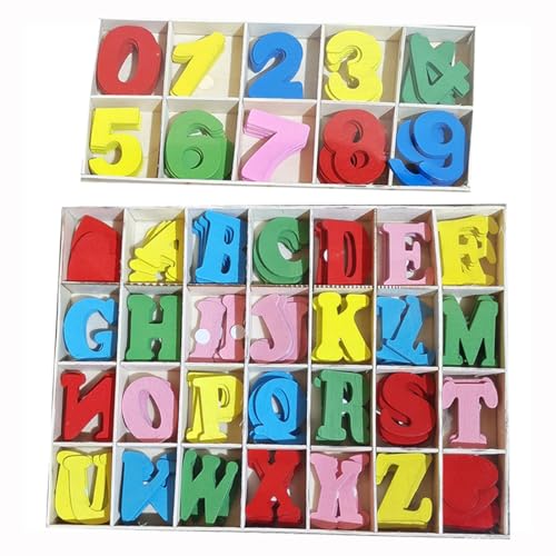 HGFDKOU Bunt Holzbuchstaben, Holz Nummern und Buchstaben Set, Kinder-Holzspielzeug Alphabet & Nummer, Early Learning pädagogisches Spielzeug Geschenk(172 Stück) von HGFDKOU