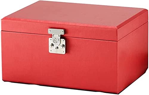 Aufbewahrungsbox, Schmuck-Organizer, große Aufbewahrung, 4 Ebenen, mit Spiegel und Schloss, ordentlicher Organizer, Halsketten, Ohrringe, Reise-Schmuckschatullen für Damen, große Schmuckschatullen von HGFSGGGREEHY